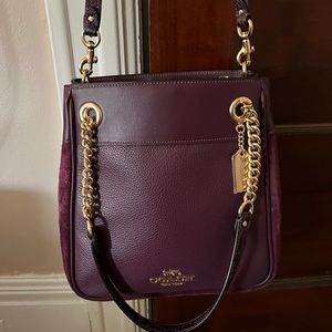 COACH Plum leather and suede Bucket purse